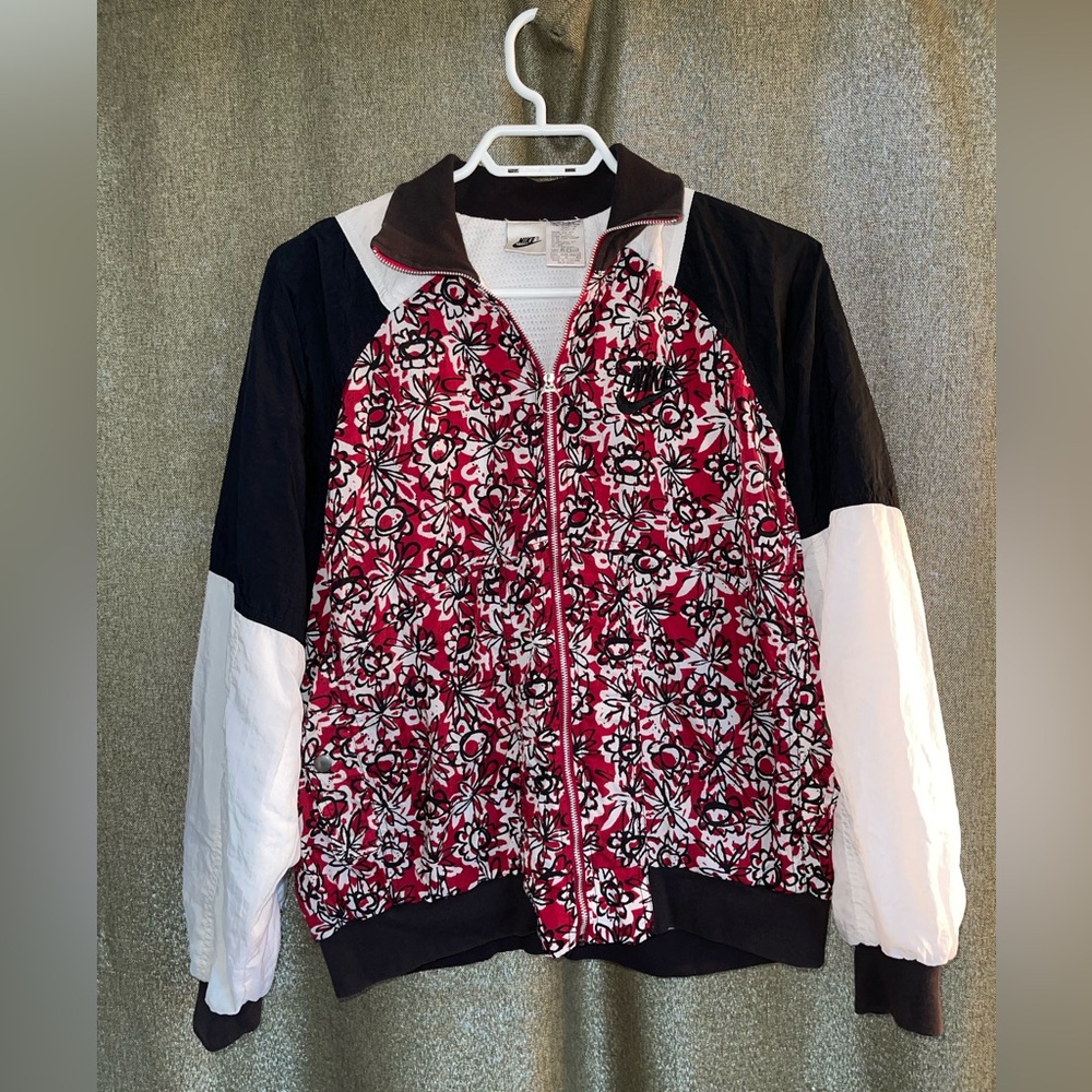 Vintage Nike Red and Black Floral Jacket